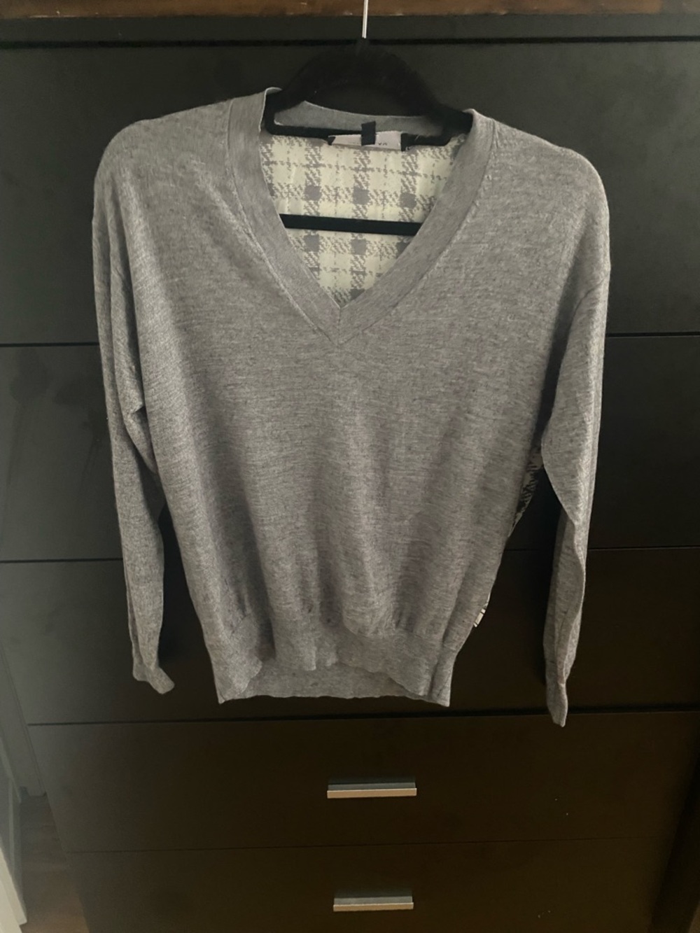 Derek Lam Light Gray  cashmere/silk V-Neck Knit Top